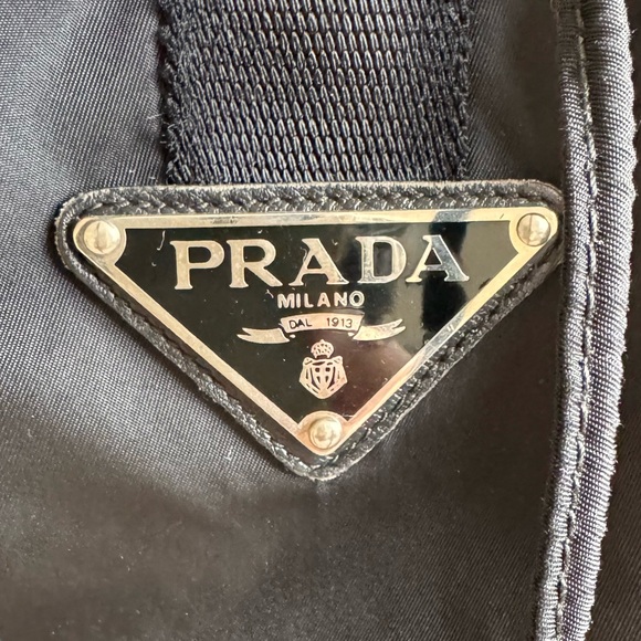 Prada Vintage Bucket Bag with Enameled Metal Triangle Logo Plate